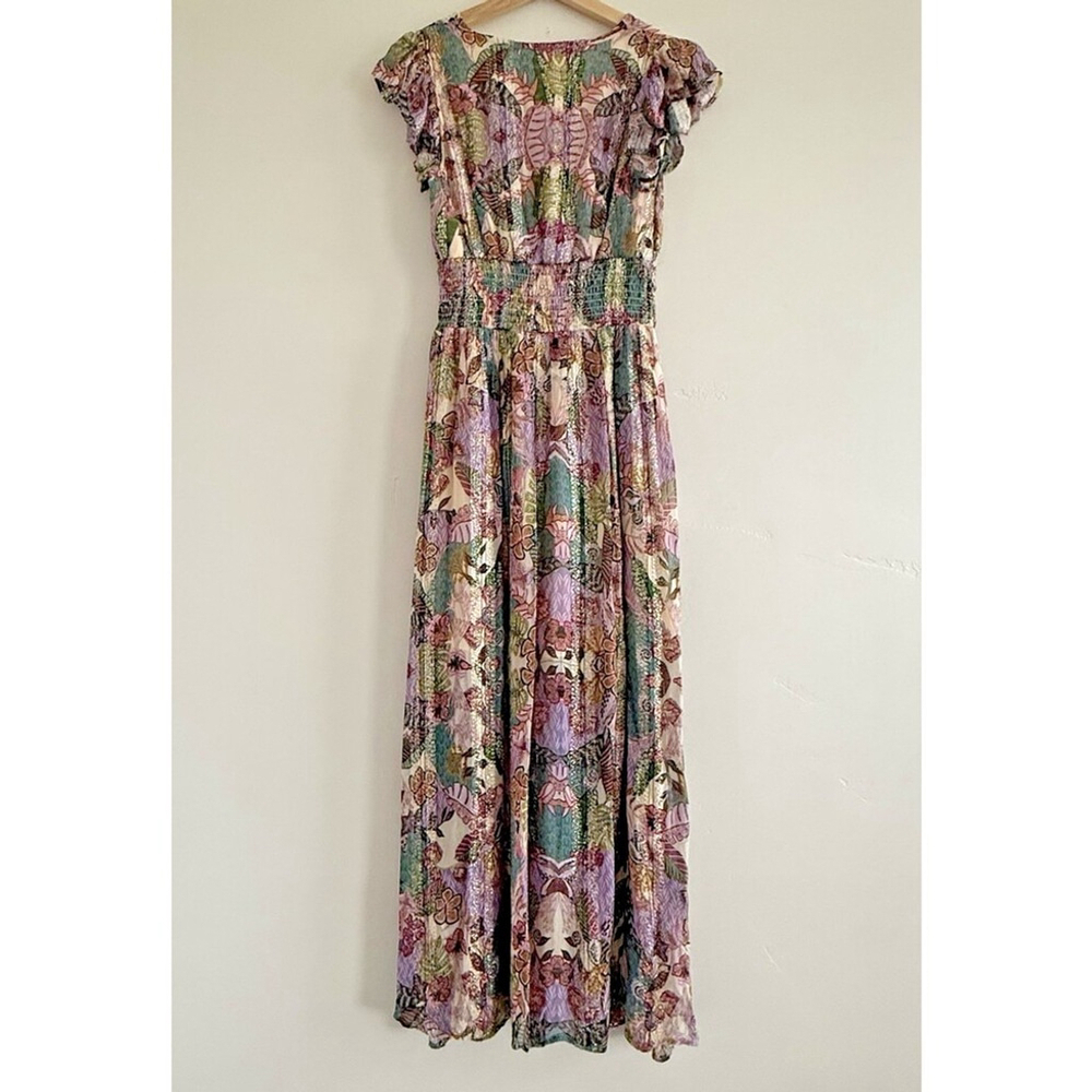 CIEBON Jennsen Ruched Flutter Sleeve Maxi Dress pockets luxu size XS - Picture 8 of 16